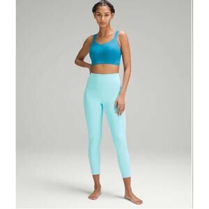High-Rise Active Crop Leggings in Cyan Blue